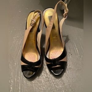 WHBM | Camdyn Slingback Platform Open Toe Heels 7 White House black market Xmas